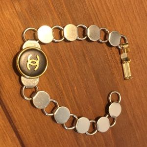 Authentic Coco Chanel Button On Gold Bracelet